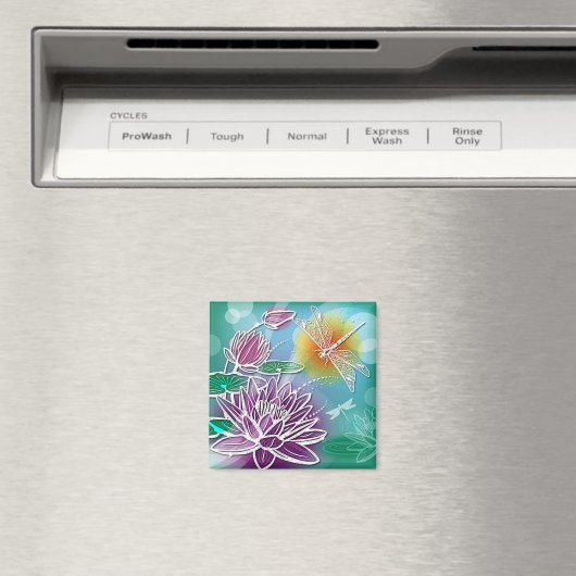 Hip Dragonfly  Moderne Summer Floral Art Magneet (Insitu (Vaatwasser))