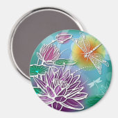 Hip Dragonfly Moderne Summer Floral Art Magneet (Voorkant / Achterkant)