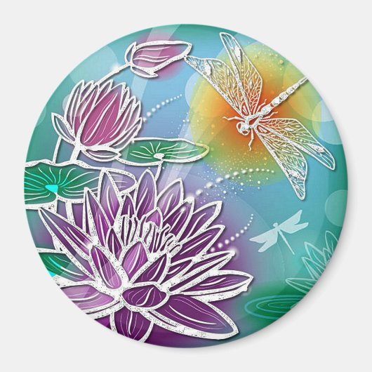 Hip Dragonfly Moderne Summer Floral Art Magneet (Voorkant)