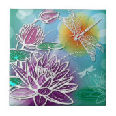 Hip Dragonfly  Moderne Summer Floral Art Tegeltje (Voorkant)