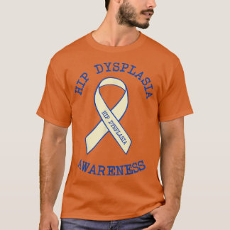 Hip Dysplasie Bewustzijn Floral Blue White Ribbon T-shirt