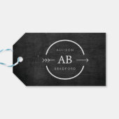 HIP & EDGY MONOGRAM-LOGO met ARROW op ZWART WOOD Cadeaulabel (Achterkant Horizontaal)