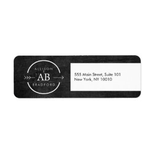 HIP & EDGY MONOGRAM-LOGO met ARROW op ZWART WOOD Etiket