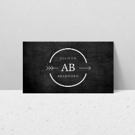 HIP & EDGY MONOGRAM-LOGO met ARROW op ZWART WOOD Visitekaartje