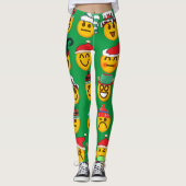 hip emoticon green feestdagen koude kerst emoji leggings (Voorkant)