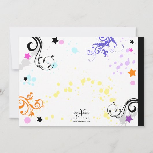 Hip en Colorful Bowling Invitation Kaart (Achterkant)