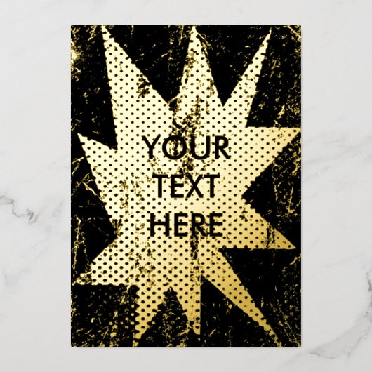 Hip en Grungy Starburst Golden Folie Invitation Folie Uitnodiging (Voorkant)