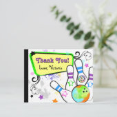 Hip- en kleurrijke Bowling-kaart Bedankkaart (Staand voorkant)