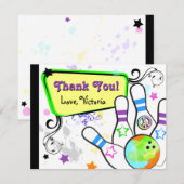 Hip- en kleurrijke Bowling-kaart Bedankkaart (Voorkant / Achterkant)