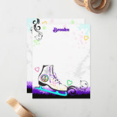 Hip- en kleurrijke Ice Schaats Note Card Notitiekaartje (Voorkant / Achterkant in situ)