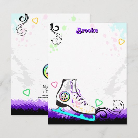Hip- en kleurrijke Ice Schaats Note Card Notitiekaartje (Voorkant / Achterkant)