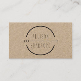 Hip en Rustic Arrow Logo op Kraft Visitekaartje