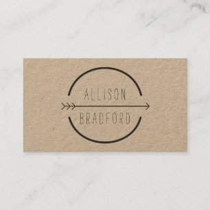 Hip en Rustic Arrow Logo op Kraft Visitekaartje
