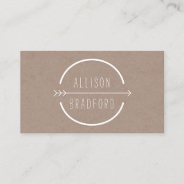Hip en Rustic Arrow-Logo op Tan Cardboard II Visitekaartje