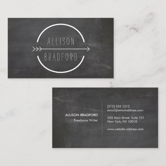 Hip- en Rustige Arrow-Logo op het zwarte bord Visitekaartje (Voorkant / Achterkant)
