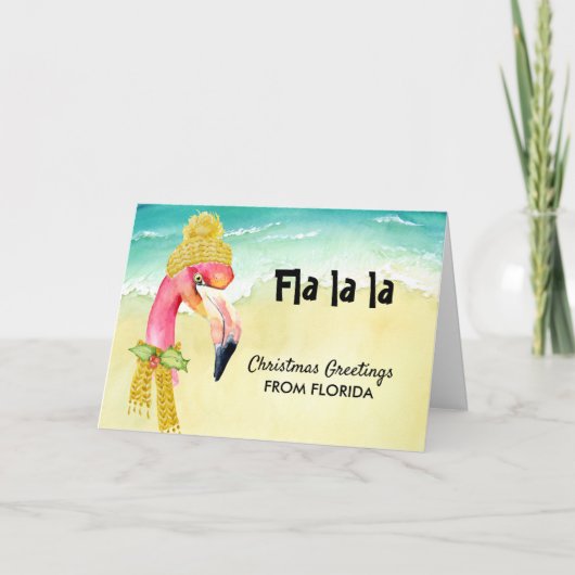 Hip Flamingo Kerstgroeten uit Florida Feestdagen Kaart (Voorkant)