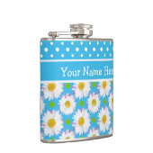 Hip Flask aan Personalizeren: Polkas, Daisies op B Heupfles (Rechts)