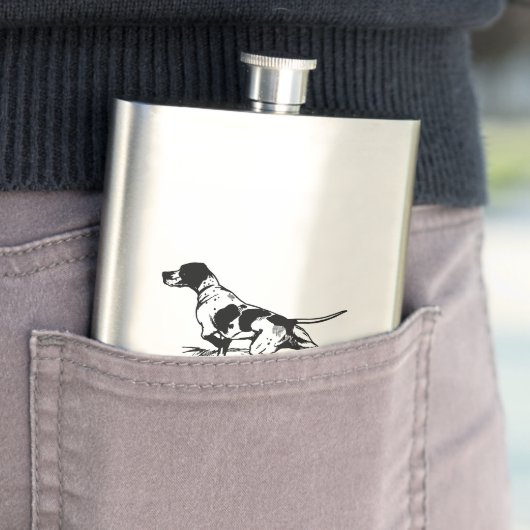 Hip flask hunting dog / Flachmann mit Jagdhund Flacon (Voorbeeld)