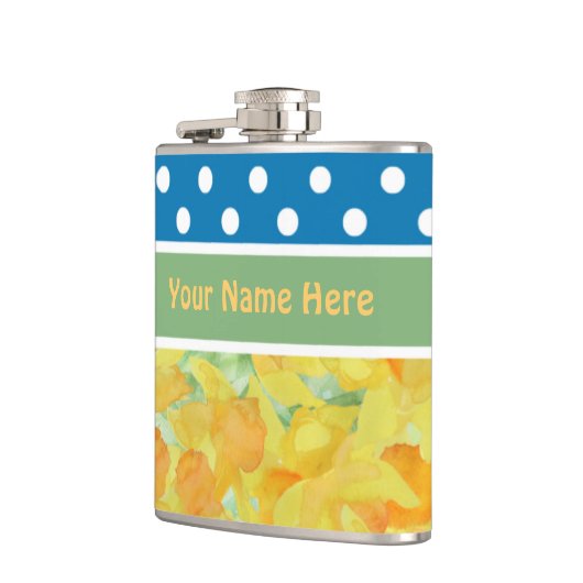 Hip Flask om te personaliseren: Daffodils, Polka D Heupfles (Links)