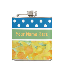 Hip Flask om te personaliseren: Daffodils, Polka D Heupfles