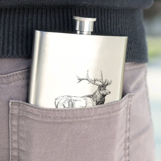 Hip flask with Deer / Flachmann mit Hirsch Flacon (Voorbeeld)