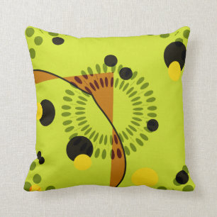 Hip Green en Black Geometric Circles Patroon Kussen