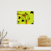 Hip Green en Black Geometric Circles Patroon Poster (Keuken)