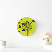 Hip Green en Black Geometric Circles Patroon Ronde Klok (Huis)