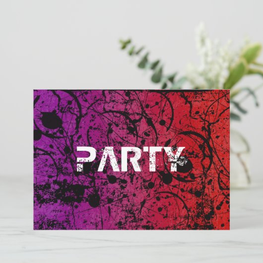 Hip Grunge Birthday Party Invitation Kaart (Staand voorkant)