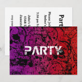 Hip Grunge Birthday Party Invitation Kaart (Voorkant / Achterkant)