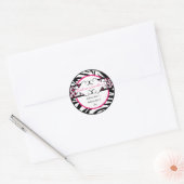 Hip Heet Roze en Zwart Dier Print Adreslabel Ronde Sticker (Envelop)