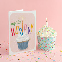 Hip Hip Hoera Cupcake Gelukkige Verjaardag