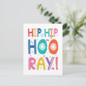Hip Hip Hoera Gefeliciteerd met decoratieve letter Briefkaart (Staand voorkant)