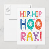 Hip Hip Hoera Gefeliciteerd met decoratieve letter Briefkaart (Voorkant / Achterkant)