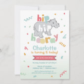 Hip hip hoera! Hippo verjaardagsuitnodigingen Kaart (Voorkant)