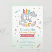 Hip hip hoera! Hippo verjaardagsuitnodigingen Kaart (Voorkant / Achterkant)