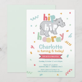 Hip hip hoera! Hippo verjaardagsuitnodigingen Kaart