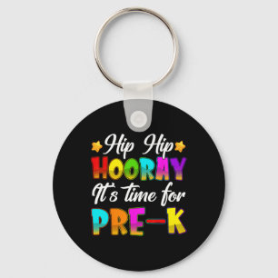 Hip Hip Hoera Pre-k Terug naar school eerste schoo Sleutelhanger