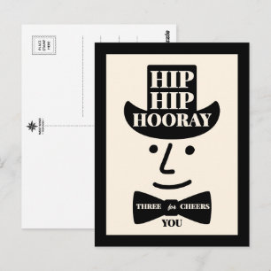 Hip Hip Hoeraa Drie Hoeraatjes voor Jou Typografie Briefkaart