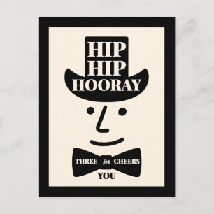 Hip Hip Hoeraa Drie Hoeraatjes voor Jou Typografie Briefkaart