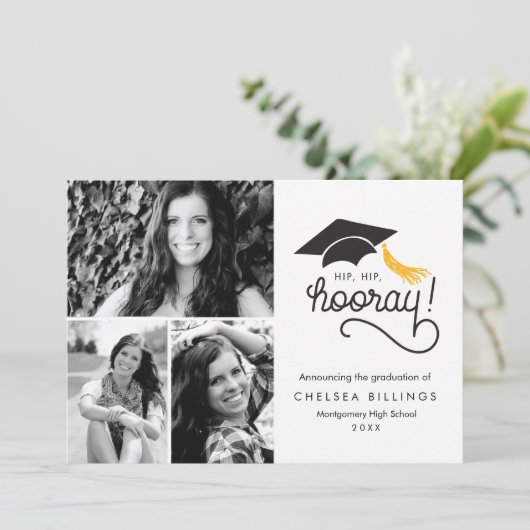 Hip Hip Hooray Afstuderen aankondiging (Staand voorkant)