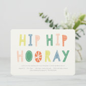 Hip Hip Hooray Birthday Invitation - Cobalt Kaart (Staand voorkant)