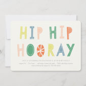 Hip Hip Hooray Birthday Invitation - Cobalt Kaart (Voorkant)