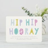 Hip Hip Hooray Birthday Invitation - Limoen Kaart (Staand voorkant)