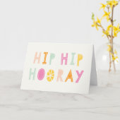 Hip Hip Hooray Birthday Kaart - Oranje (Gele Bloem)