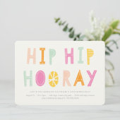 Hip Hip Hooray Birthday Uitnodiging - Sinaasappel (Staand voorkant)