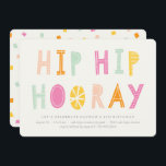 Hip Hip Hooray Birthday Uitnodiging - Sinaasappel<br><div class="desc">Uitnodiging van een verjaardagsfeestje voor kinderen met een kleurrijk typografisch ontwerp.</div>