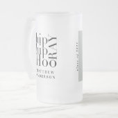 Hip hip hooray foto graduatie party matglas bierpul (Voorkant links)