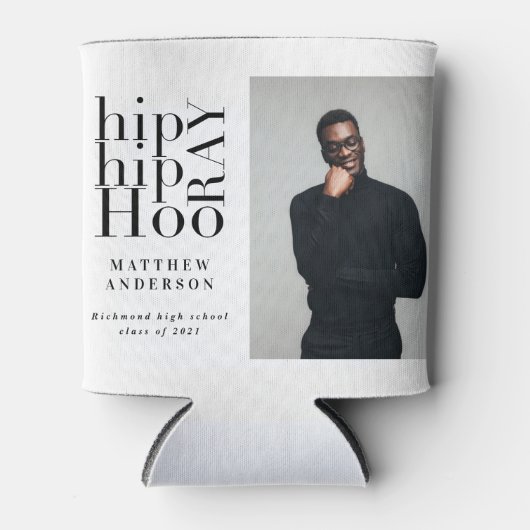 Hip hip hooray fotograduatie party blikjeskoeler (Voorkant)