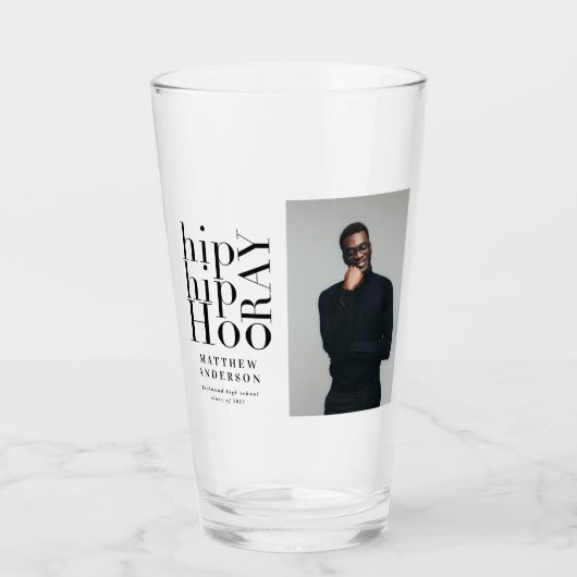 Hip hip hooray fotograduatie party glas (Voorkant)